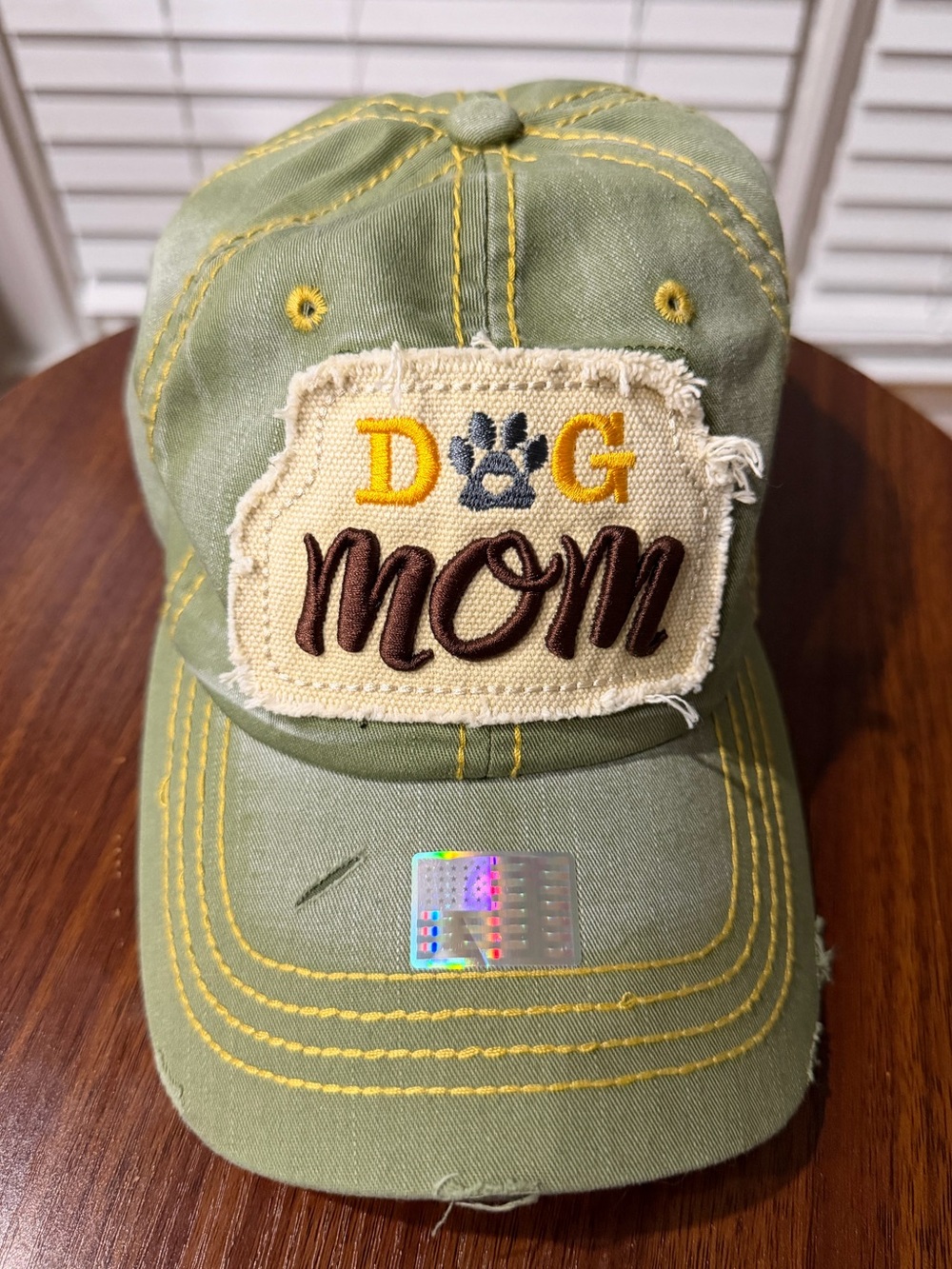 Dog Mom Embroidered Patch Baseball Cap Olive Green